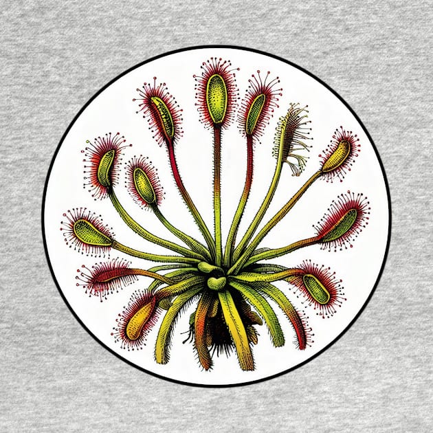 Giant Sundew Plant Beautiful Botanical Drosera Illustration by Venus Fly Trap Shirts